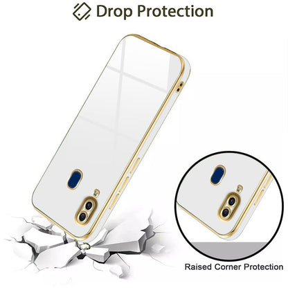 VAKIBO Golden Chrome Border White Coloured Soft TPU Back Cover Case With Camera Protection Suitable for Vivo V11