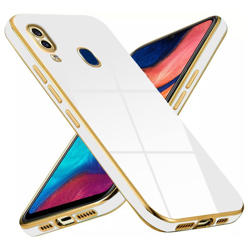 VAKIBO Golden Chrome Border White Coloured Soft TPU Back Cover Case With Camera Protection Suitable for Vivo V11