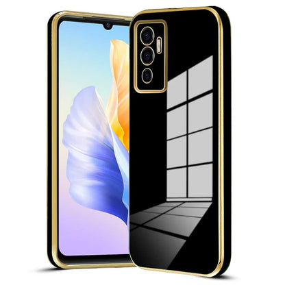 VAKIBO Golden Chrome Border Black Coloured Soft TPU Back Cover Case With Camera Protection Suitable for Vivo V23e 5G