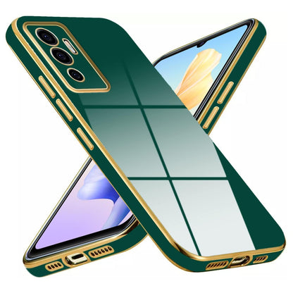 VAKIBO Golden Chrome Border Green Coloured Soft TPU Back Cover Case With Camera Protection Suitable for Vivo V23e