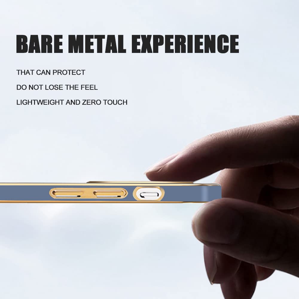 VAKIBO Golden Chrome Border Steel Blue Coloured Soft TPU Back Cover Case With Camera Protection Suitable for Vivo V23e