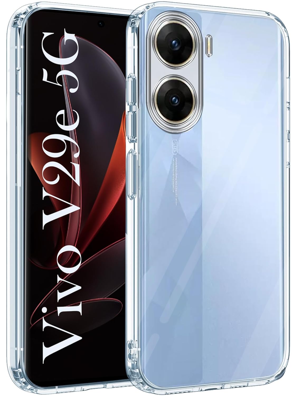 VAKIBO Premium Clear 1.5MM Thick Transparent Soft TPU Rubber Back Cover Case With Camera Protection Suitable for Vivo V29E