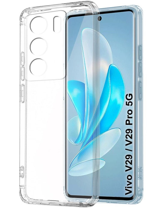 VAKIBO Premium Clear 2MM Thick Transparent Soft TPU Rubber Back Cover Case With Camera Protection Suitable for Vivo V29 Pro