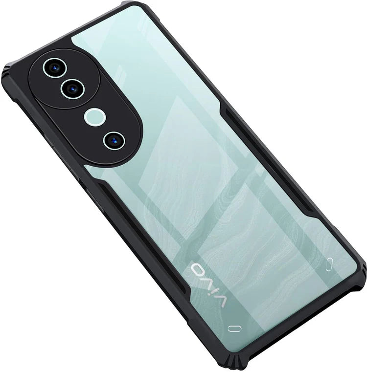 VAKIBO Best Selling Black and Transparent Back Cover Case Made With Soft TPU and Acrylic With 4 Corner and Camera Protection Suitable for Vivo V40 Pro