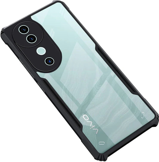 VAKIBO Best Selling Black and Transparent Back Cover Case Made With Soft TPU and Acrylic With 4 Corner and Camera Protection Suitable for Vivo V40 Pro
