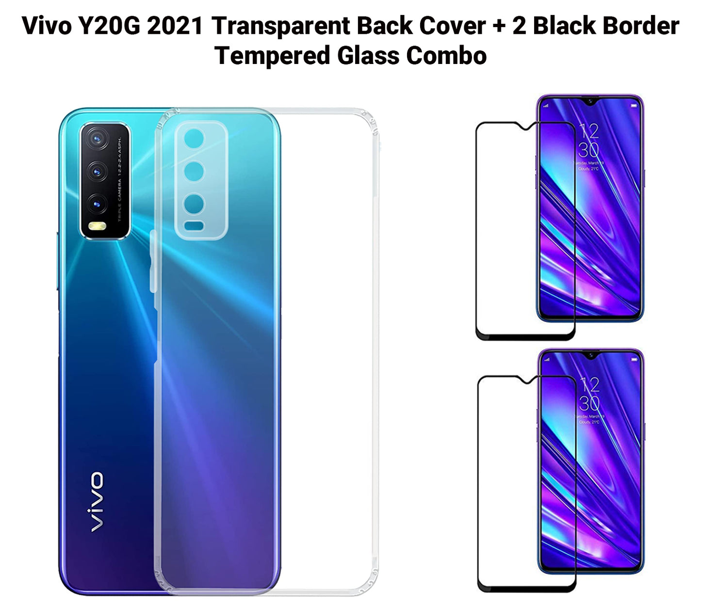 VAKIBO Super Premium Soft TPU Transparent Case With Dustplug,Side Grip,Corner Protection,lanyard Cuts,Camera Protection Suitable for Vivo Y20G 2021