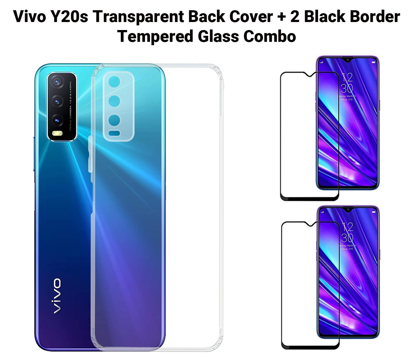 VAKIBO Super Premium Soft TPU Transparent Case With Dustplug,Side Grip,Corner Protection,lanyard Cuts,Camera Protection Suitable for Vivo Y20S