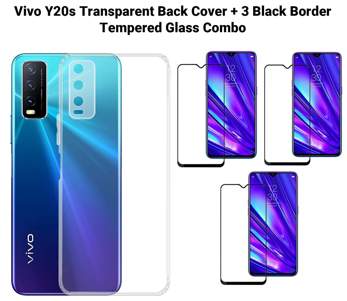 VAKIBO Super Premium Soft TPU Transparent Case With Dustplug,Side Grip,Corner Protection,lanyard Cuts,Camera Protection Suitable for Vivo Y20S