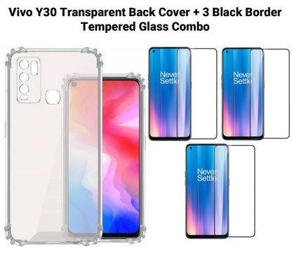 VAKIBO Super Premium Soft TPU Transparent Case With Dustplug,Side Grip,Corner Protection,lanyard Cuts,Camera Protection Suitable for Vivo Y30