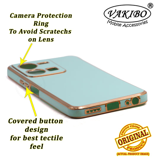 VAKIBO Golden Chrome Border Pista Coloured Soft TPU Back Cover Case With Camera Protection Suitable for Vivo Y35