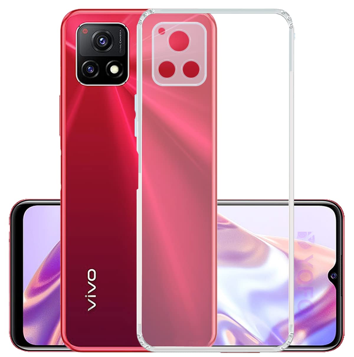 VAKIBO Premium Clear 1.5MM Thick Transparent Soft TPU Rubber Back Cover Case With Camera Protection Suitable for Vivo Y72 5G