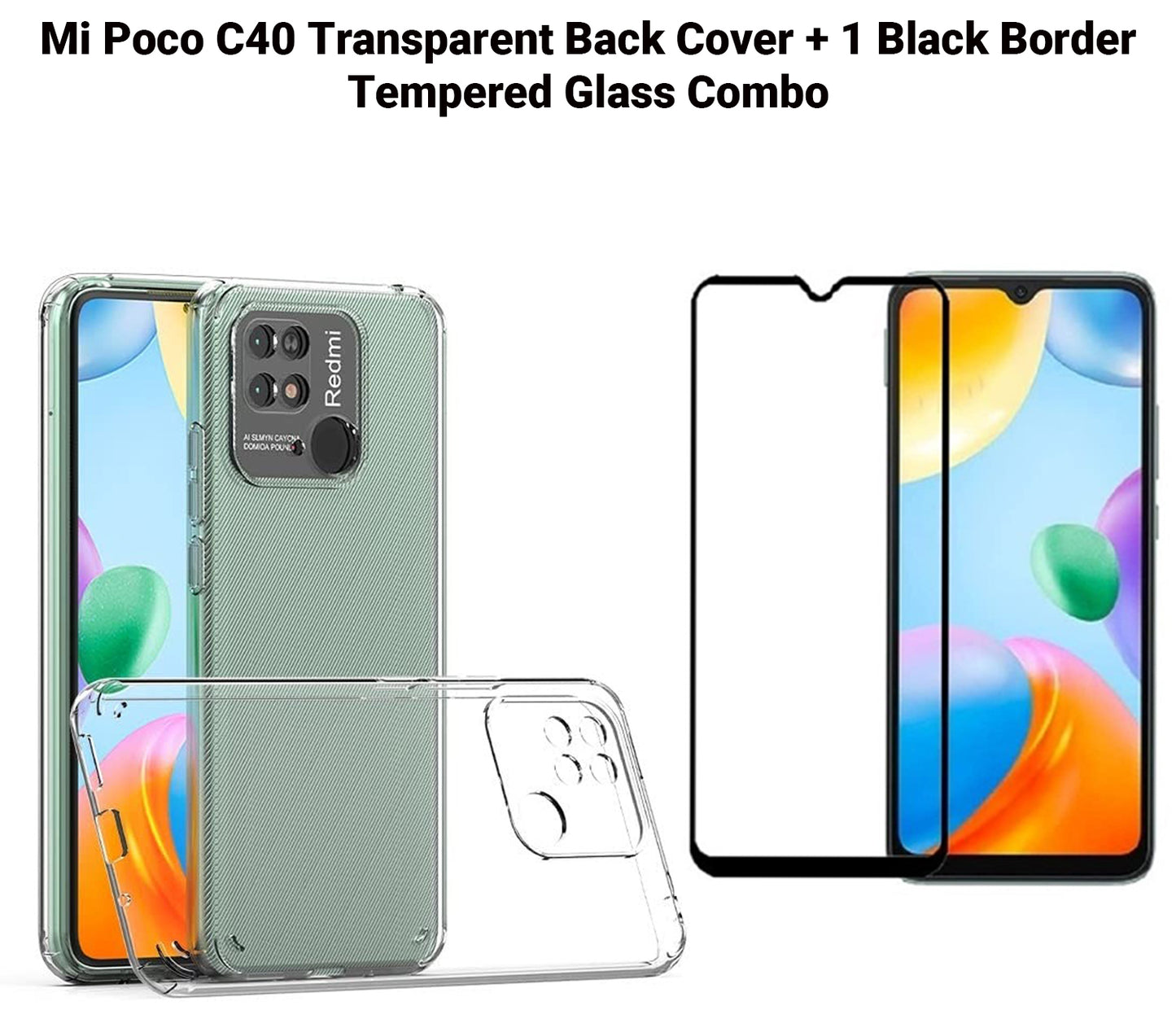 VAKIBO Super Premium Soft TPU Transparent Case With Dustplug,Side Grip,Corner Protection,lanyard Cuts,Camera Protection Suitable for Mi Poco C40