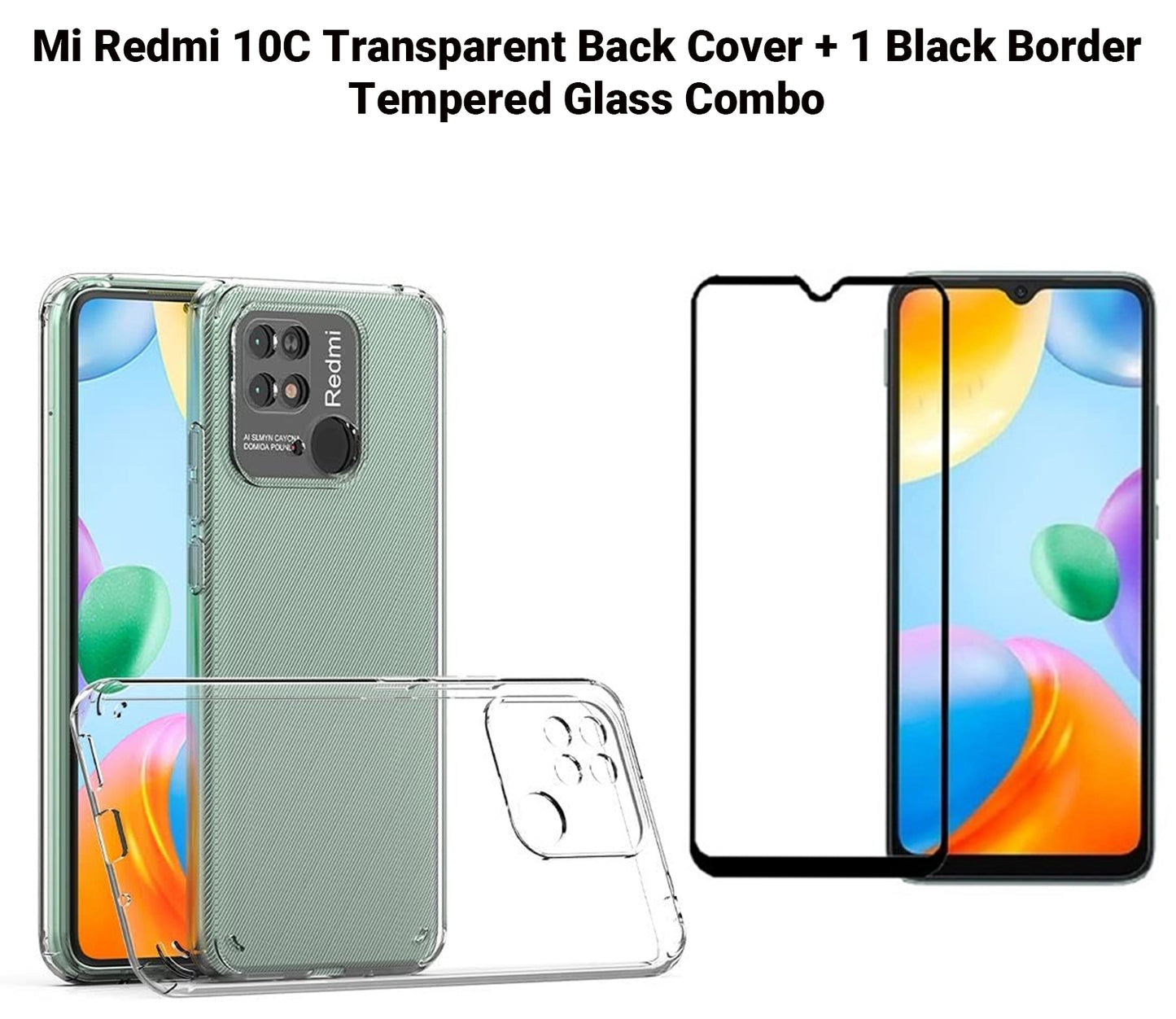 VAKIBO Super Premium Soft TPU Transparent Case With Dustplug,Side Grip,Corner Protection,lanyard Cuts,Camera Protection Suitable for Mi Redmi 10C