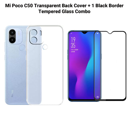 VAKIBO Super Premium Soft TPU Transparent Case With Dustplug,Side Grip,Corner Protection,lanyard Cuts,Camera Protection Suitable for Mi Poco C50