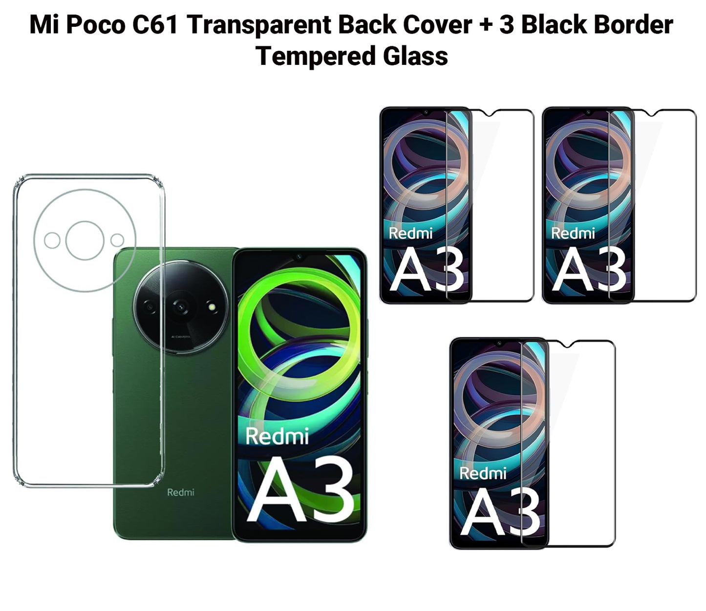 VAKIBO Premium Clear 1.5MM Thick Transparent Soft TPU Rubber Back Cover Case With Camera Protection Suitable for Mi Poco C61