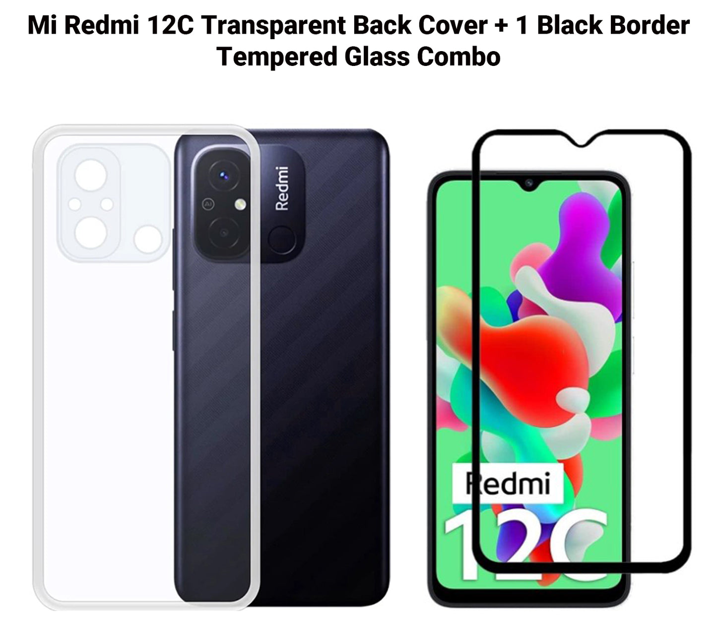 VAKIBO Premium Clear 1.5MM Thick Transparent Soft TPU Rubber Back Cover Case With Camera Protection Suitable for Mi Redmi 12C