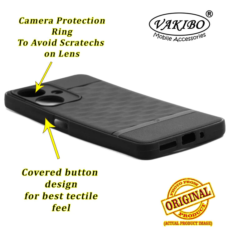 VAKIBO Parallax Design Black Coloured Soft TPU Rubber Back Cover Case With Camera Protection Ring Suitable for Mi Poco M6 5G