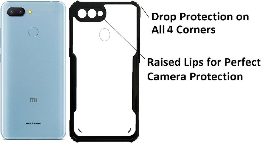 VAKIBO Parallax Design Black Coloured Made with Soft Rubber TPU Back Cover Case Camera Protection Ring Suitable for Mi Redmi 6
