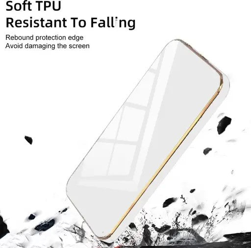 VAKIBO Golden Chrome Border White Coloured Soft TPU Back Cover Case With Camera Protection Suitable for Mi Redmi 7A
