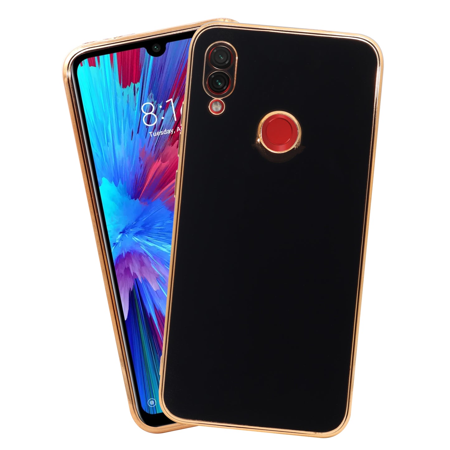 VAKIBO Golden Chrome Border Black Coloured Soft TPU Back Cover Case With Camera Protection Suitable for Mi Redmi 7