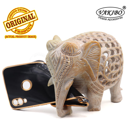 VAKIBO Golden Chrome Border Black Coloured Soft TPU Back Cover Case With Camera Protection Suitable for Mi Redmi 7