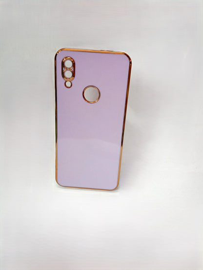 VAKIBO Golden Chrome Border Purple Coloured Soft TPU Back Cover Case With Camera Protection Suitable for Mi Redmi 7
