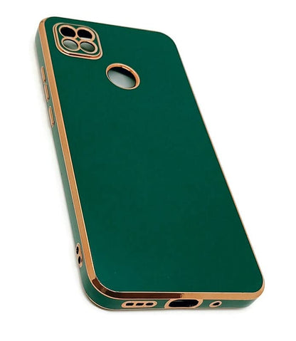 VAKIBO Golden Chrome Border Green Coloured Soft TPU Back Cover Case With Camera Protection Suitable for Mi Redmi 9