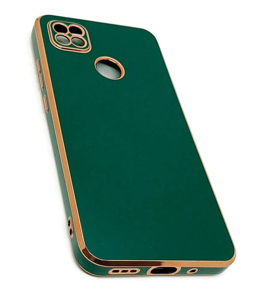 VAKIBO Golden Chrome Border Green Coloured Soft TPU Back Cover Case With Camera Protection Suitable for Mi Redmi 10A