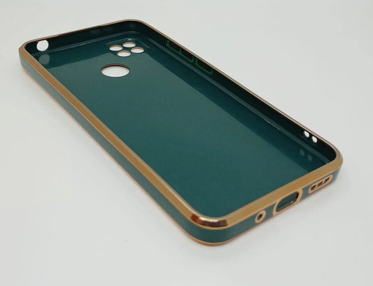 VAKIBO Golden Chrome Border Green Coloured Soft TPU Back Cover Case With Camera Protection Suitable for Mi Redmi 9C