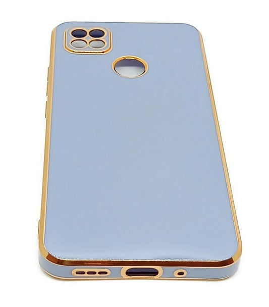 VAKIBO Golden Chrome Border Steel Blue Coloured Soft TPU Back Cover Case With Camera Protection Suitable for Mi Redmi 9C