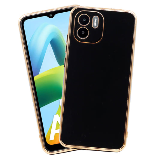 VAKIBO Golden Chrome Border Black Coloured Soft TPU Back Cover Case With Camera Protection Suitable for Mi Redmi A1