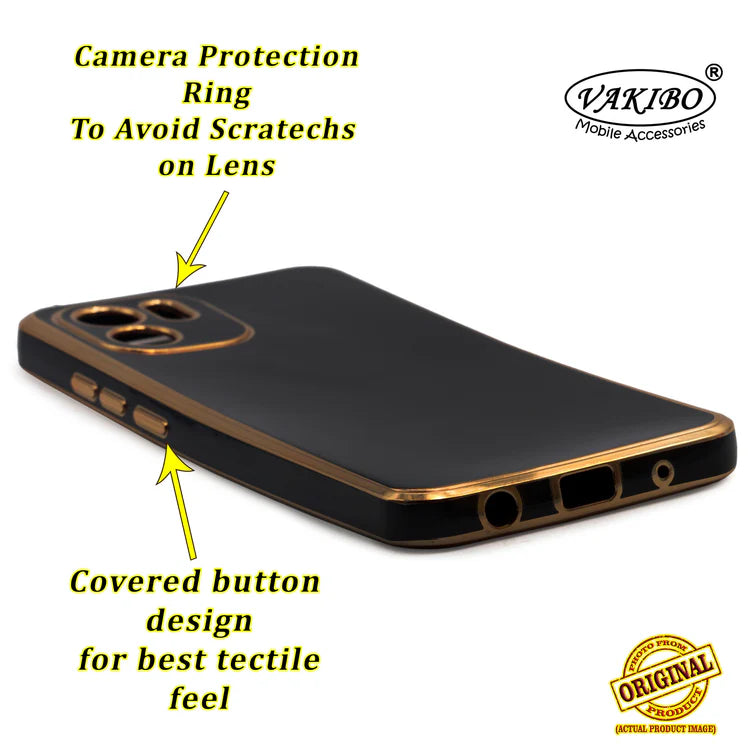 VAKIBO Golden Chrome Border Black Coloured Soft TPU Back Cover Case With Camera Protection Suitable for Mi Redmi A2