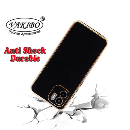 VAKIBO Golden Chrome Border Black Coloured Soft TPU Back Cover Case With Camera Protection Suitable for Mi Redmi A2