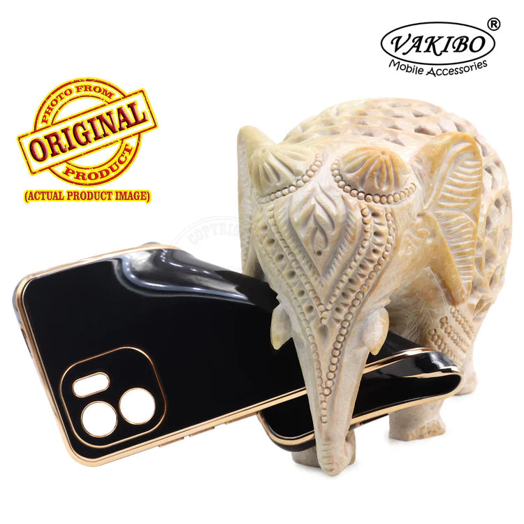 VAKIBO Golden Chrome Border Black Coloured Soft TPU Back Cover Case With Camera Protection Suitable for Mi Redmi A2