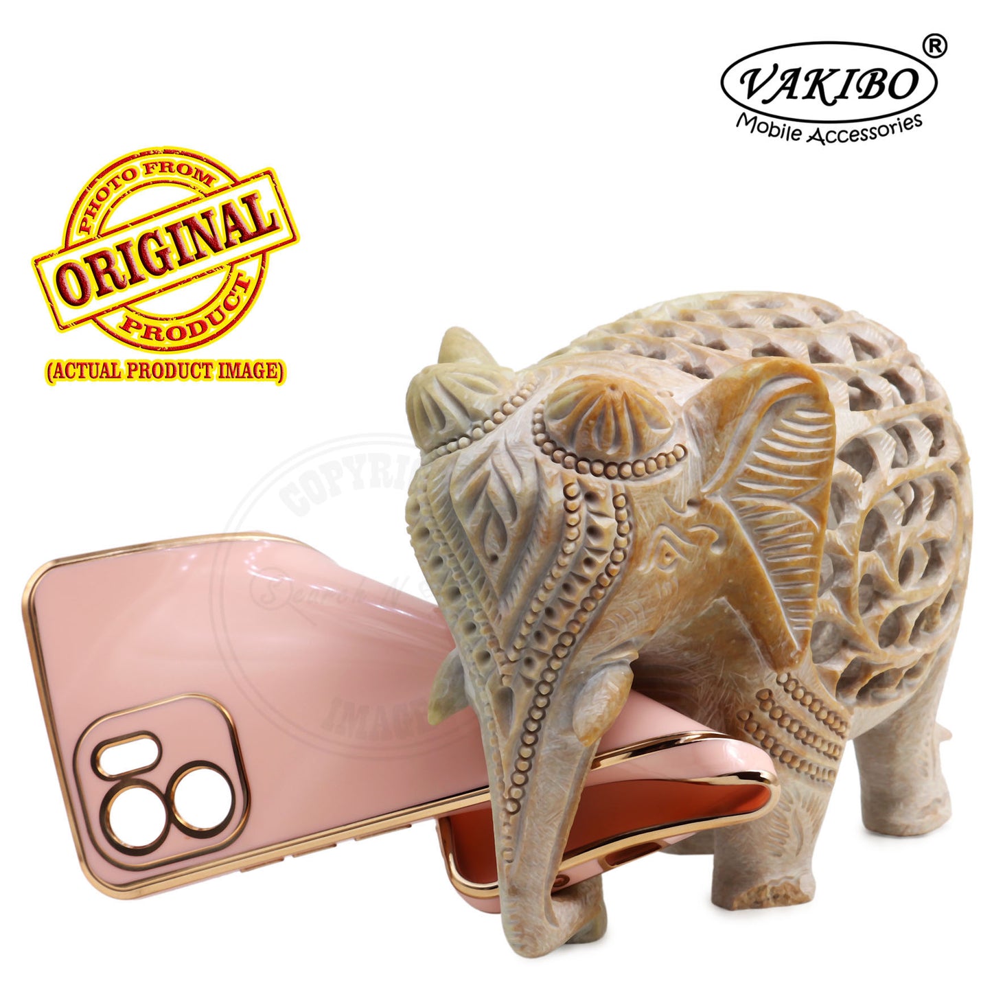 VAKIBO Golden Chrome Border Peach Coloured Soft TPU Back Cover Case With Camera Protection Suitable for Mi Redmi A1