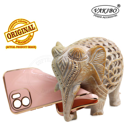 VAKIBO Golden Chrome Border Peach Coloured Soft TPU Back Cover Case With Camera Protection Suitable for Mi Redmi A1