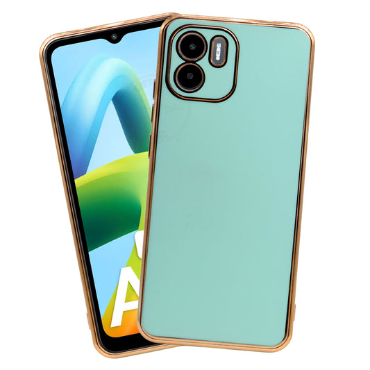 VAKIBO Golden Chrome Border Pista Coloured Soft TPU Back Cover Case With Camera Protection Suitable for Mi Redmi A1