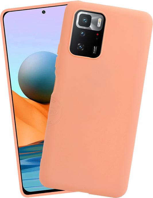 VAKIBO 1.2 MM Thick Peach Coloured Soft TPU Rubber Back Cover Case With Camera Protection Ring Suitable for MI Redmi Note 10 Pro 5G