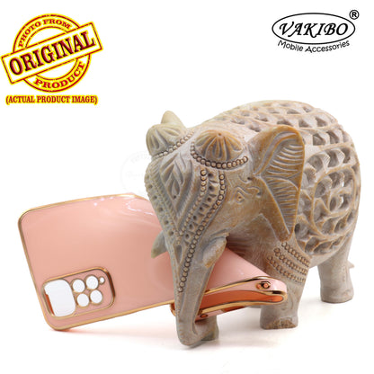 VAKIBO Golden Chrome Border Peach Coloured Soft TPU Back Cover Case With Camera Protection Suitable for Mi Redmi Note 11