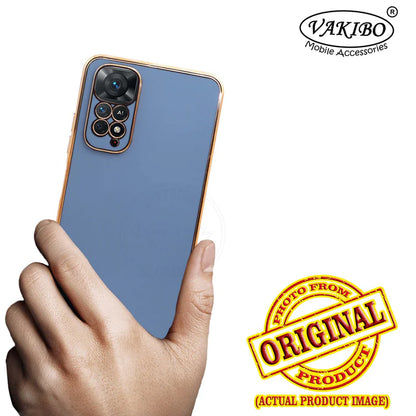 VAKIBO Golden Chrome Border Steel Blue Coloured Soft TPU Back Cover Case With Camera Protection Suitable for Mi Redmi Note 11S