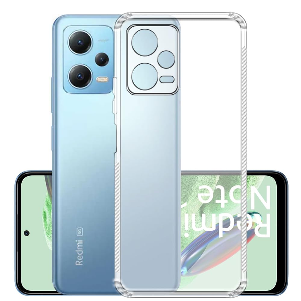 VAKIBO Premium Clear 1.5MM Thick Transparent Soft TPU Rubber Back Cover Case With Camera Protection Suitable for Mi Redmi Note 12 5G