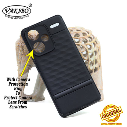 VAKIBO Parallax Design Black Coloured Made with Soft Rubber TPU Back Cover Case Camera Protection Ring Suitable for Mi Redmi Note 13 Pro Plus