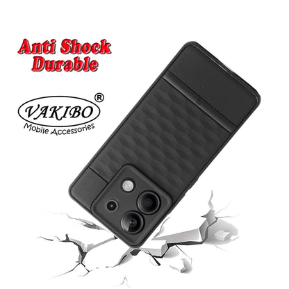 VAKIBO Parallax Design Black Coloured Soft TPU Rubber Back Cover Case With Camera Protection Ring Suitable for Mi Redmi Note 13 Pro