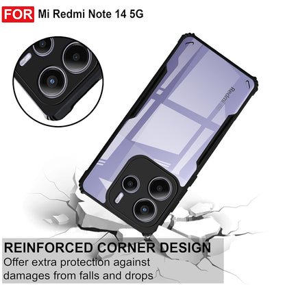 VAKIBO Best Selling Black and Transparent Coloured Made With Soft TPU and Acrylic Back Cover Case With 4 Corner and Camera Protection Suitable for Mi Redmi Note 14