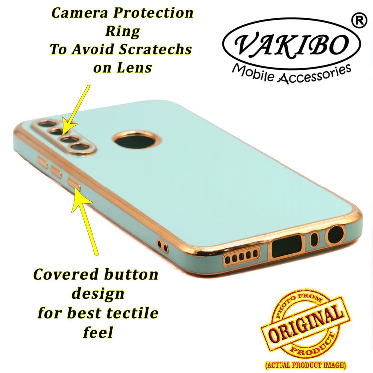 VAKIBO Golden Chrome Border Pista Coloured Soft TPU Back Cover Case With Camera Protection Suitable for Mi Redmi Note 8T