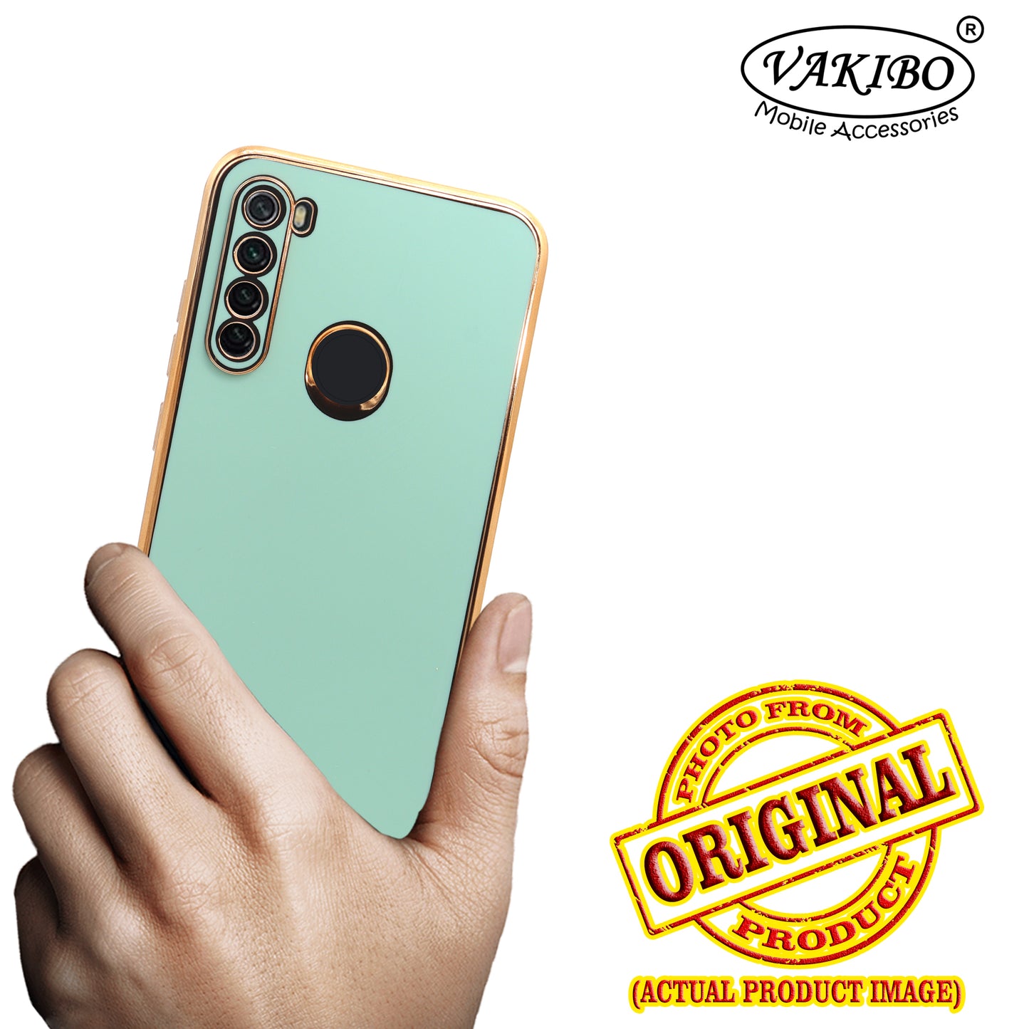 VAKIBO Golden Chrome Border Pista Coloured Soft TPU Back Cover Case With Camera Protection Suitable for Mi Redmi Note 8