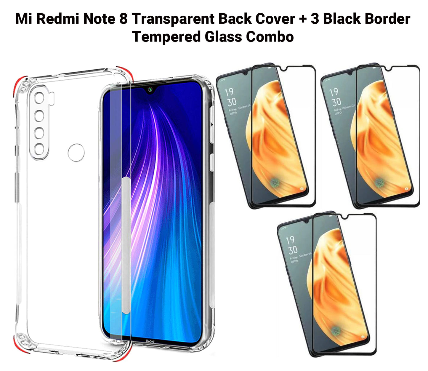 VAKIBO Super Premium Soft TPU Transparent Case With Dustplug,Side Grip,Corner Protection,lanyard Cuts,Camera Protection Suitable for Mi Redmi Note 8