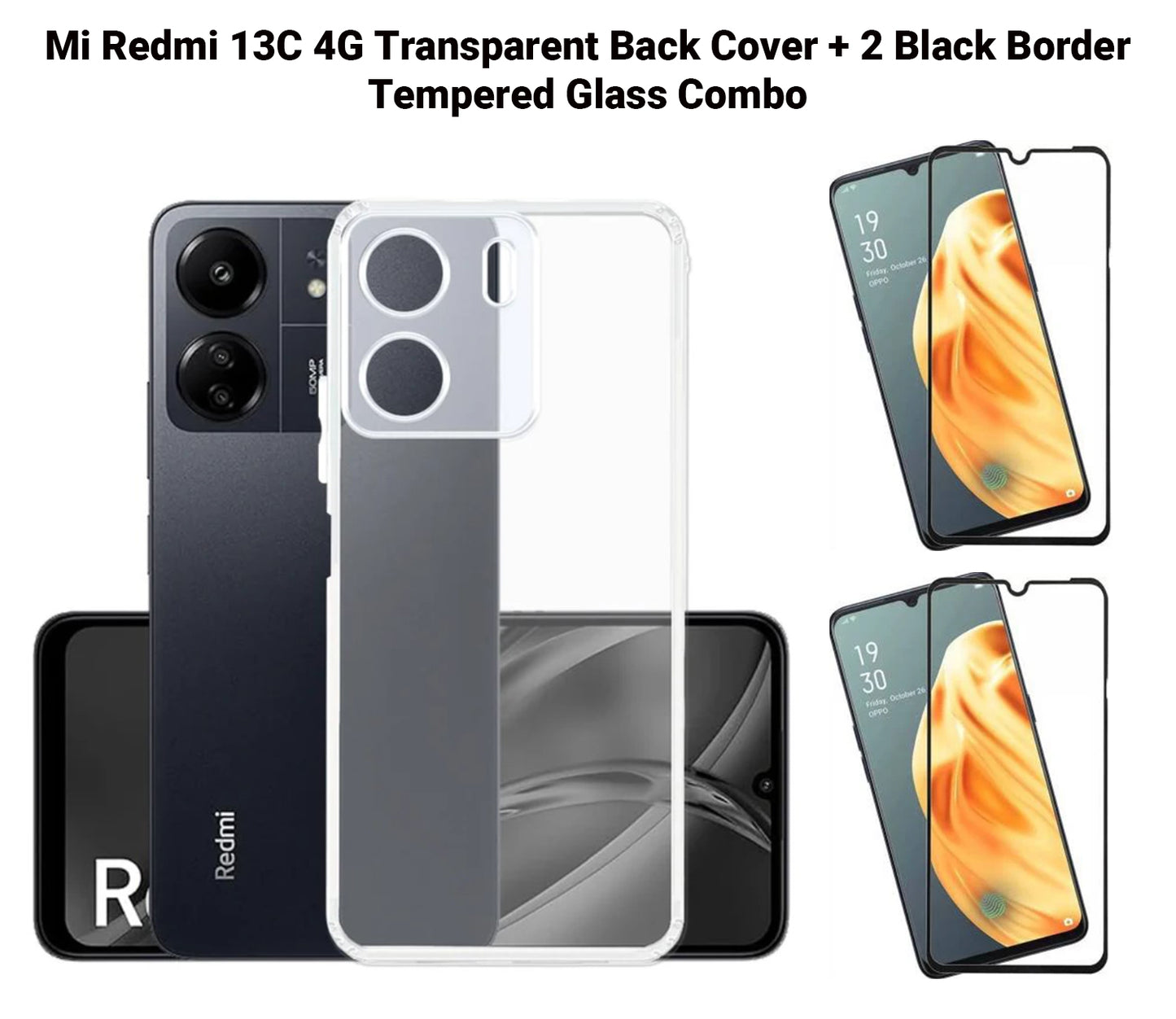 VAKIBO Premium Clear 1.5MM Thick Transparent Soft TPU Rubber Back Cover Case With Camera Protection Suitable for Mi Redmi 13C 4G