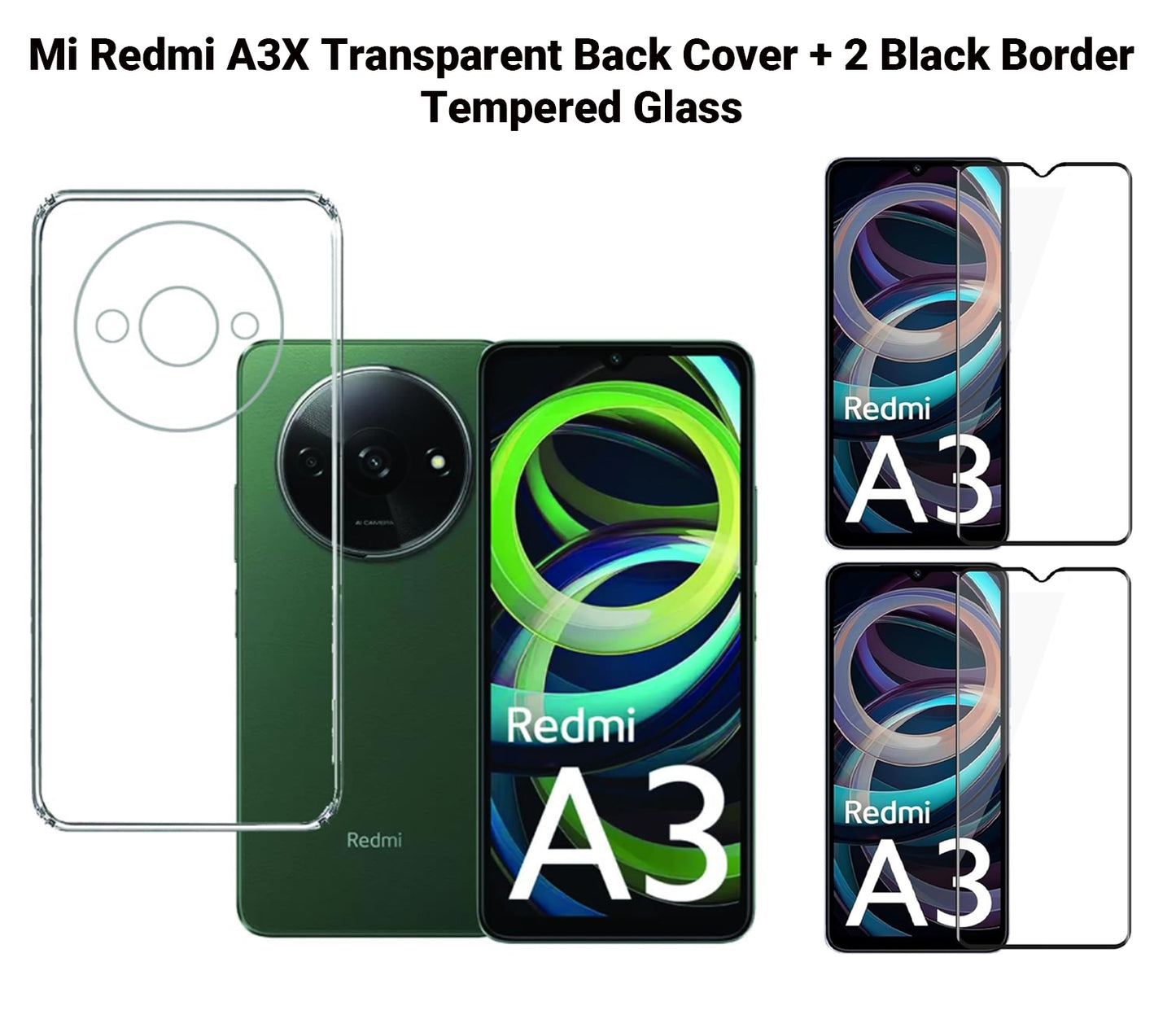 VAKIBO Premium Clear 1.5MM Thick Transparent Soft TPU Rubber Back Cover Case With Camera Protection Suitable for Mi Redmi A3X