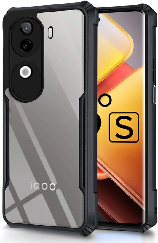 VAKIBO Best Selling Black and Transparent Back Cover Case Made With Soft TPU and Acrylic With 4 Corner and Camera Protection Suitable for Vivo V40E